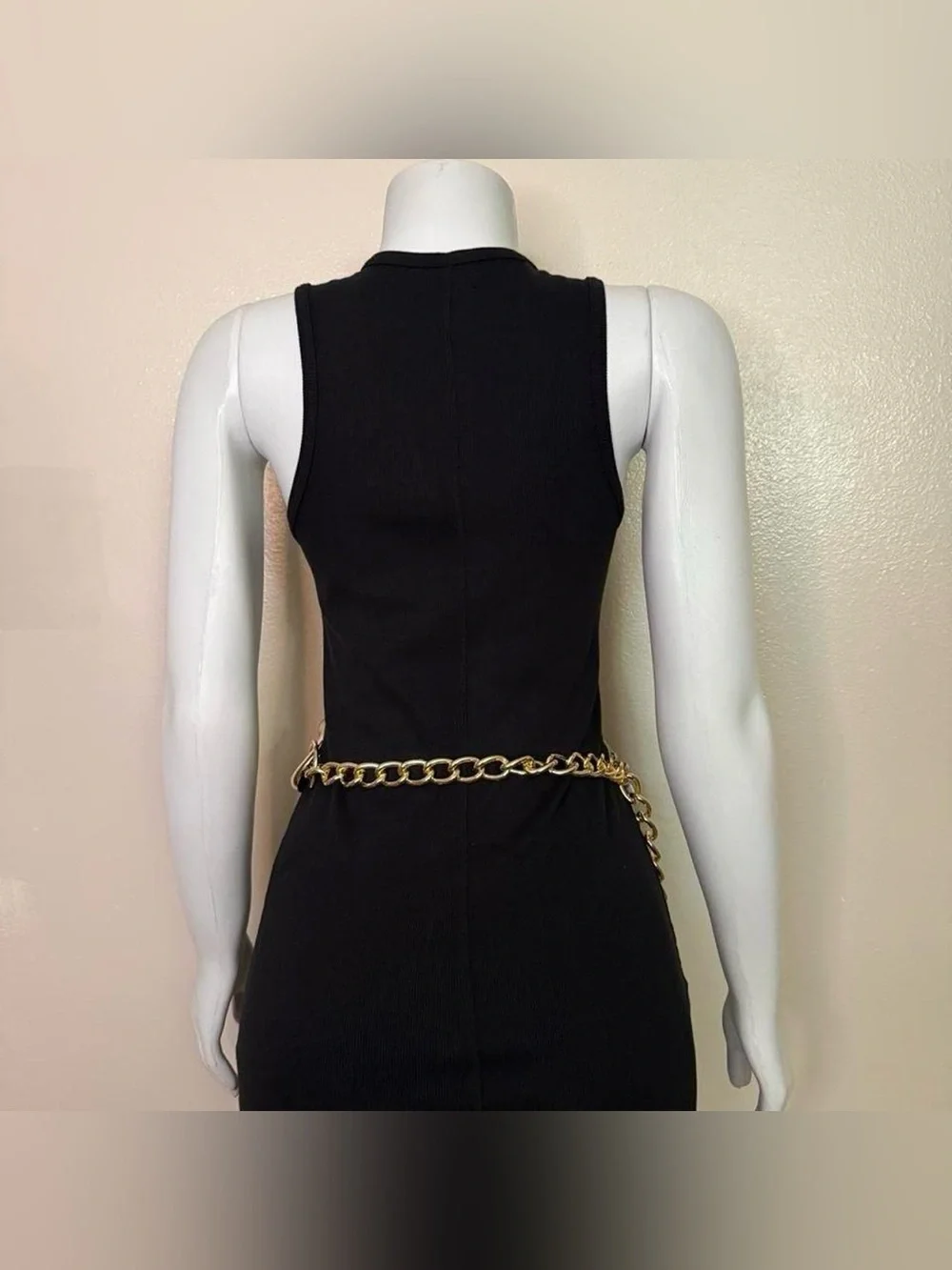 Gold tone chunky metal chain belt
